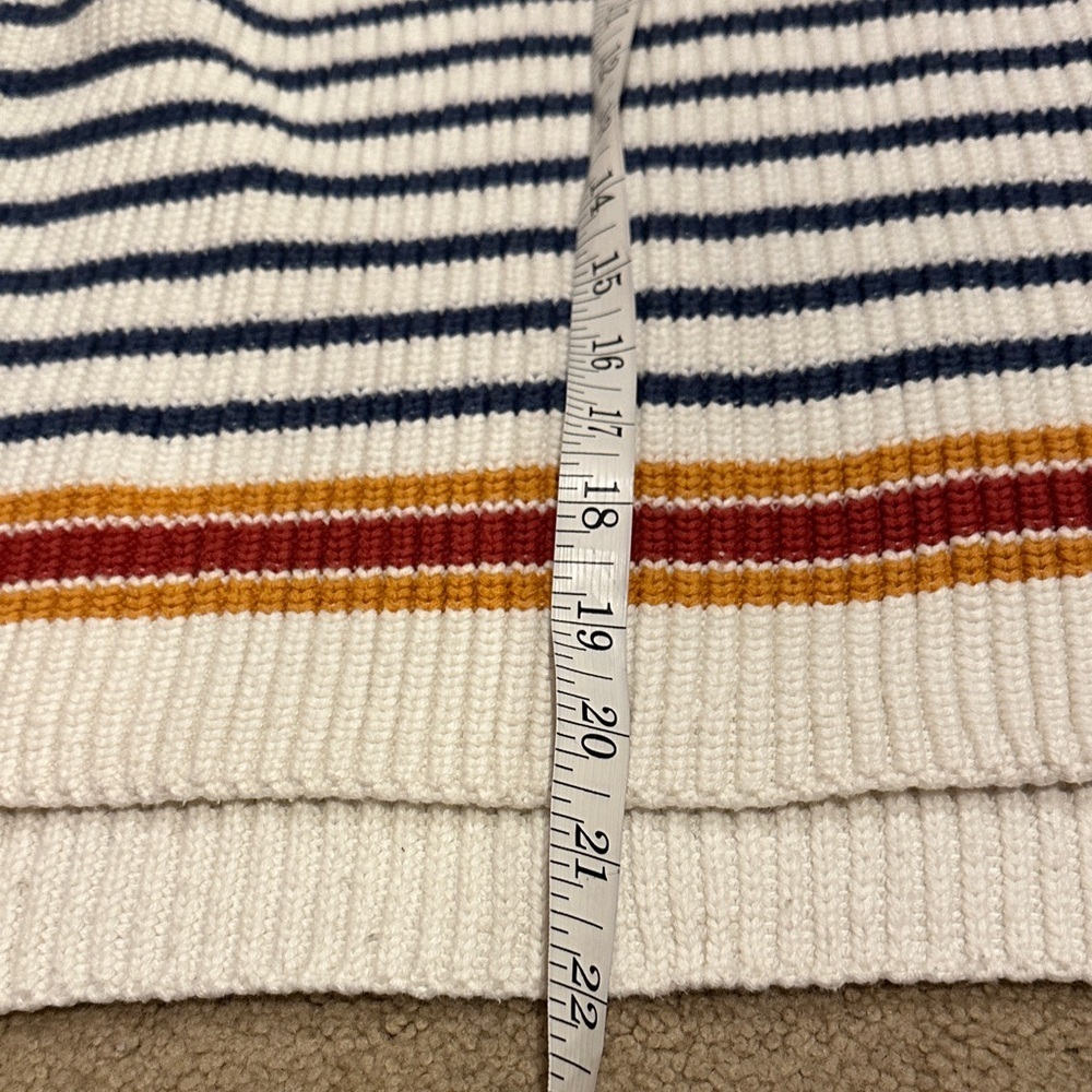 Faherty Cream and Navy Striped Sweater - Picture 5 of 7